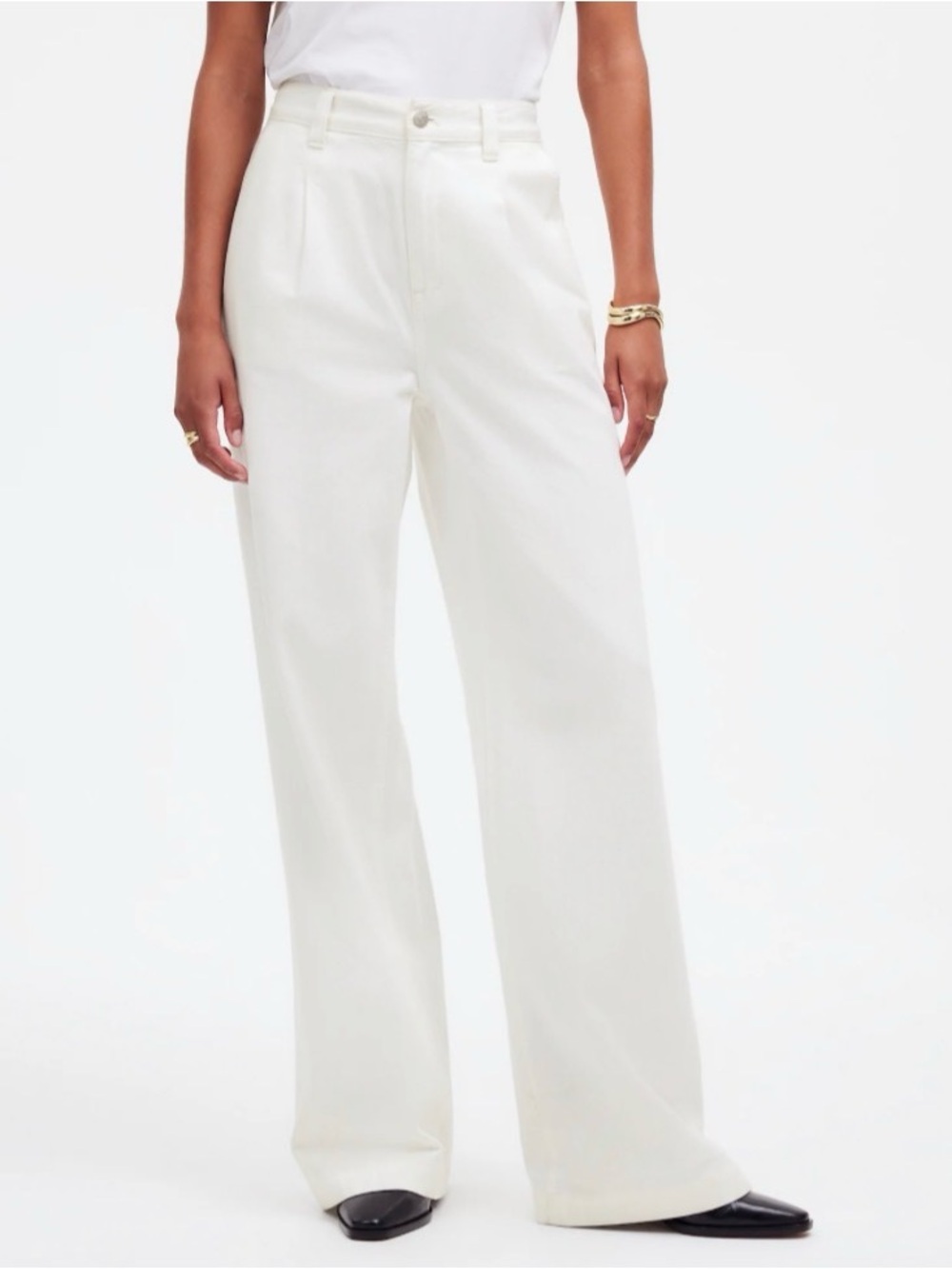 Madewell Wide Leg High-Rise Pants in White